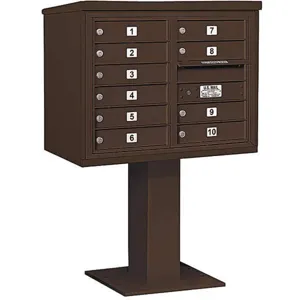 SALSBURY INDUSTRIES 3406D-10BRZ Pedestal Mailbox 10 Door Bronze 51-5/8 Inch | AG3LMC 33LV73