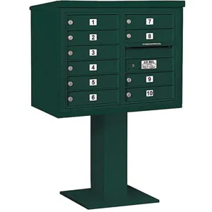 SALSBURY INDUSTRIES 3406D-10GRN Pedestal Mailbox 10 Doors Green 51-5/8 Inch | AG3LMD 33LV74