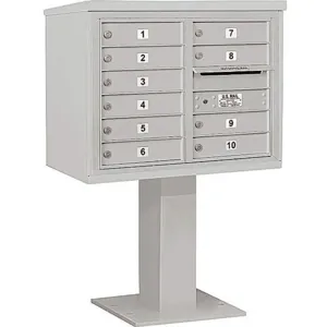 SALSBURY INDUSTRIES 3406D-10GRY Pedestal Mailbox 10 Doors Gray 51-5/8 Inch | AG3LME 33LV75