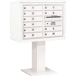 SALSBURY INDUSTRIES 3406D-10WHT Pedestal Mailbox 10 Doors White 51-5/8 Inch | AG3LMG 33LV77