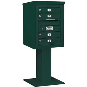 SALSBURY INDUSTRIES 3406S-04GRN Pedestal Mailbox 4 Doors Green 51-5/8 Inch | AG3JXQ 33LK18