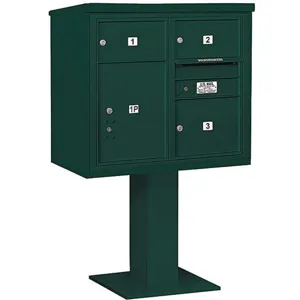 SALSBURY INDUSTRIES 3407D-03GRN Pedestal Mailbox 4 Doors Green 55-1/8 Inch | AG3LCJ 33LT60