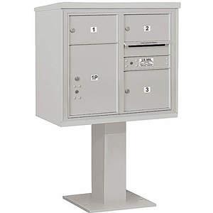SALSBURY INDUSTRIES 3407D-03GRY Pedestal Mailbox 4 Doors Gray 55-1/8 Inch | AG3LCK 33LT61