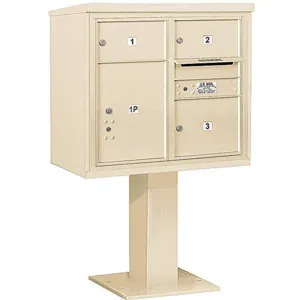 SALSBURY INDUSTRIES 3407D-03SAN Pedestal Mailbox 4 Doors Sand 55-1/8 Inch | AG3LCL 33LT62