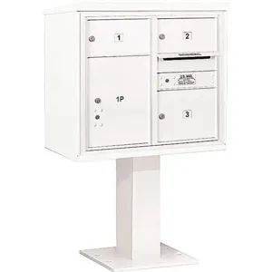 SALSBURY INDUSTRIES 3407D-03WHT Pedestal Mailbox 4 Doors White 55-1/8 Inch | AG3LCM 33LT63