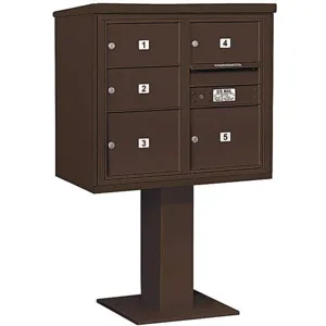 SALSBURY INDUSTRIES 3407D-05BRZ Pedestal Mailbox Mb2 5 Doors Bronze | AG3LDA 33LT75