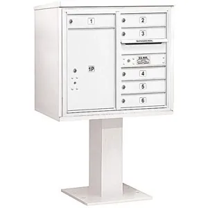 SALSBURY INDUSTRIES 3407D-06WHT Pedestal Mailbox 7 Doors White 55-1/8 Inch | AG3LMN 33LV83