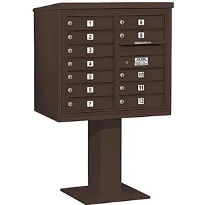 SALSBURY INDUSTRIES 3407D-12BRZ Pedestal Mailbox 12 Door Bronze 55-1/8 Inch | AG3LWX 33LX75