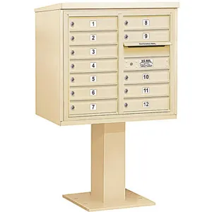 SALSBURY INDUSTRIES 3407D-12SAN Pedestal Mailbox 12 Doors Sand 55-1/8 Inch | AG3LXA 33LX78