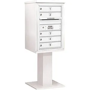 SALSBURY INDUSTRIES 3407S-05WHT Pedestal Mailbox 5 Doors White 55-1/8 Inch | AG3KDC 33LL18