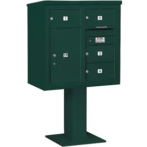 SALSBURY INDUSTRIES 3408D-04GRN Pedestal Mailbox 5 Doors Green 58-5/8 Inch | AG3LPQ 33LW33