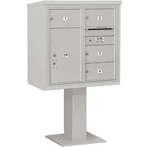 SALSBURY INDUSTRIES 3408D-04GRY Pedestal Mailbox 5 Doors Gray 58-5/8 Inch | AG3LPR 33LW34