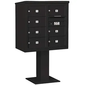 SALSBURY INDUSTRIES 3408D-07BLK Pedestal Mailbox 7 Doors Black 58-5/8 Inch | AG3LTQ 33LW95