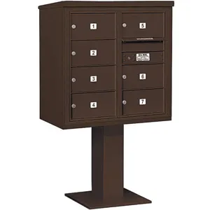 SALSBURY INDUSTRIES 3408D-07BRZ Pedestal Mailbox 7 Doors Bronze 58-5/8 Inch | AG3LTR 33LW96