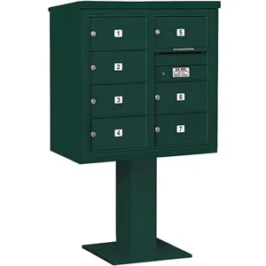 SALSBURY INDUSTRIES 3408D-07GRN Pedestal Mailbox 7 Doors Green 58-5/8 Inch | AG3LTT 33LW97