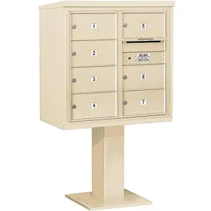 SALSBURY INDUSTRIES 3408D-07SAN Pedestal Mailbox 7 Doors Sand 58-5/8 Inch | AG3LTV 33LW99