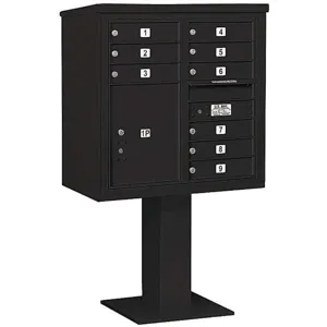 SALSBURY INDUSTRIES 3408D-09BLK Pedestal Mailbox 10 Doors Black 58-5/8 Inch | AG3LZK 33LY39