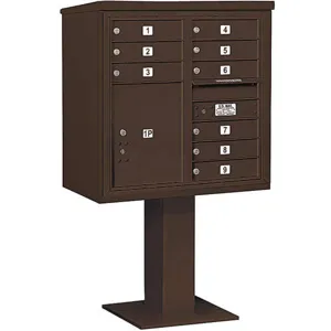 SALSBURY INDUSTRIES 3408D-09BRZ Pedestal Mailbox 10 Door Bronze 58-5/8 Inch | AG3LZL 33LY40