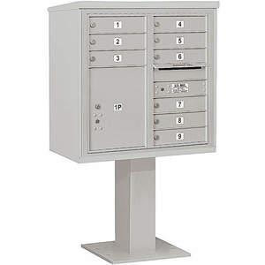 SALSBURY INDUSTRIES 3408D-09GRY Pedestal Mailbox 10 Doors Gray 58-5/8 Inch | AG3LZN 33LY42