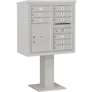 SALSBURY INDUSTRIES 3408D-09GRY Pedestal Mailbox 10 Doors Gray 58-5/8 Inch | AG3LZN 33LY42