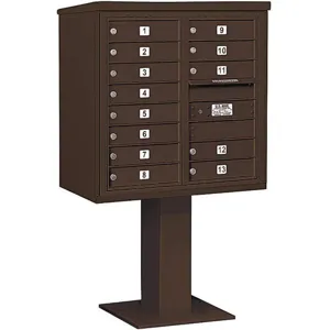 SALSBURY INDUSTRIES 3408D-13BRZ Pedestal Mailbox 13 Door Bronze 58-5/8 Inch | AG3MAM 33LY64