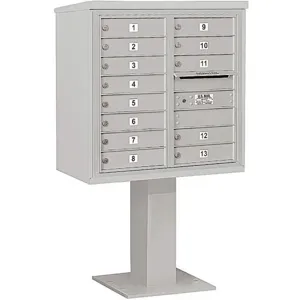 SALSBURY INDUSTRIES 3408D-13GRY Pedestal Mailbox 13 Doors Gray 58-5/8 Inch | AG3MAP 33LY66