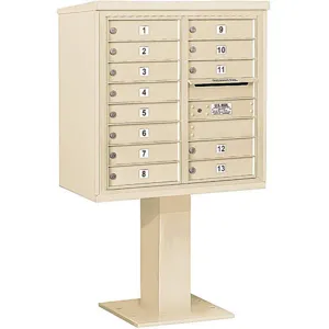 SALSBURY INDUSTRIES 3408D-13SAN Pedestal Mailbox 13 Doors Sand 58-5/8 Inch | AG3MAQ 33LY67