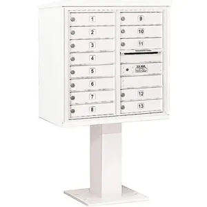 SALSBURY INDUSTRIES 3408D-13WHT Pedestal Mailbox 13 Doors White 58-5/8 Inch | AG3MAR 33LY68