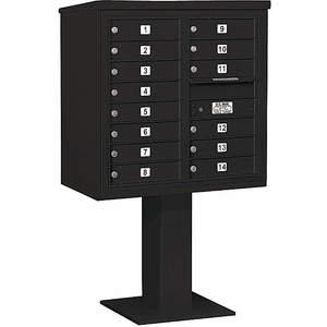 SALSBURY INDUSTRIES 3408D-14BLK Pedestal Mailbox 14 Doors Black 58-5/8 Inch | AG3MDE 33LZ28