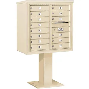 SALSBURY INDUSTRIES 3408D-14SAN Pedestal Mailbox 14 Doors Sand 58-5/8 Inch | AG3MDJ 33LZ32