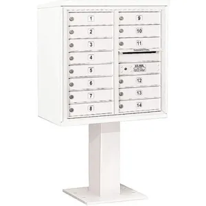 SALSBURY INDUSTRIES 3408D-14WHT Pedestal Mailbox 14 Doors White 58-5/8 Inch | AG3MDK 33LZ33