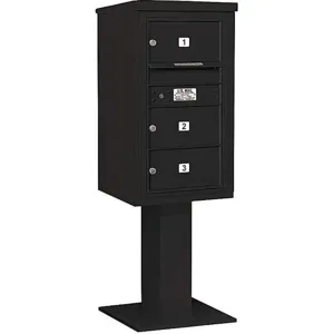 SALSBURY INDUSTRIES 3408S-03BLK Pedestal Mailbox 3 Doors Black 58-5/8 Inch | AG3KDM 33LL27