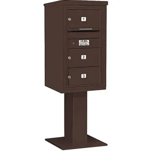 SALSBURY INDUSTRIES 3408S-03BRZ Pedestal Mailbox 3 Doors Bronze 58-5/8 Inch | AG3KDN 33LL28