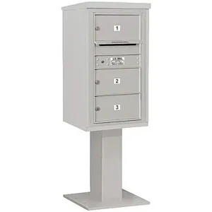 SALSBURY INDUSTRIES 3408S-03GRY Pedestal Mailbox 3 Doors Gray 58-5/8 Inch | AG3KDQ 33LL30