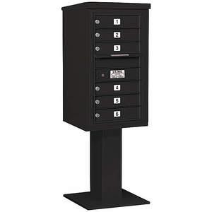 SALSBURY INDUSTRIES 3408S-06BLK Pedestal Mailbox 6 Doors Black 58-5/8 Inch | AG3KMH 33LN19