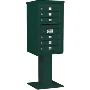 SALSBURY INDUSTRIES 3408S-06GRN Pedestal Mailbox 6 Doors Green 58-5/8 Inch | AG3KMK 33LN21