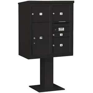 SALSBURY INDUSTRIES 3409D-04BLK Pedestal Mailbox 5 Doors Black 62-1/8 Inch | AG3LUK 33LX14