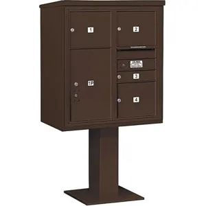 SALSBURY INDUSTRIES 3409D-04BRZ Pedestal Mailbox 5 Doors Bronze 62-1/8 Inch | AG3LUL 33LX15