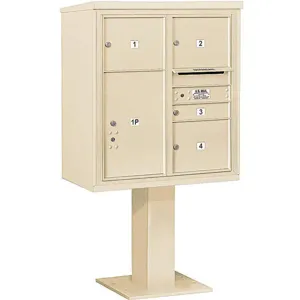 SALSBURY INDUSTRIES 3409D-04SAN Pedestal Mailbox 5 Doors Sand 62-1/8 Inch | AG3LUP 33LX18