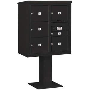 SALSBURY INDUSTRIES 3409D-06BLK Pedestal Mailbox 6 Doors Black 62-1/8 Inch | AG3LUR 33LX20