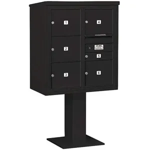 SALSBURY INDUSTRIES 3409D-06BLK Pedestal Mailbox 6 Doors Black 62-1/8 Inch | AG3LUR 33LX20