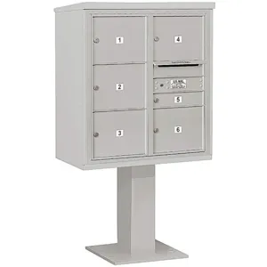 SALSBURY INDUSTRIES 3409D-06GRY Pedestal Mailbox 6 Doors Gray 62-1/8 Inch | AG3LUV 33LX23