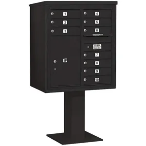 SALSBURY INDUSTRIES 3409D-10BLK Pedestal Mailbox 11 Doors Black 62-1/8 Inch | AG3MDL 33LZ34