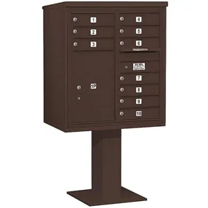 SALSBURY INDUSTRIES 3409D-10BRZ Pedestal Mailbox 11 Door Bronze 62-1/8 Inch | AG3MDM 33LZ35