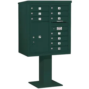 SALSBURY INDUSTRIES 3409D-10GRN Pedestal Mailbox 11 Doors Green 62-1/8 Inch | AG3MDN 33LZ36