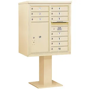 SALSBURY INDUSTRIES 3409D-10SAN Pedestal Mailbox 11 Doors Sand 62-1/8 Inch | AG3MDQ 33LZ38