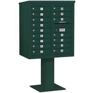 SALSBURY INDUSTRIES 3409D-16GRN Pedestal Mailbox 16 Doors Green 62-1/8 Inch | AG3MKL 33MA49