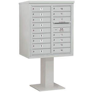 SALSBURY INDUSTRIES 3409D-16GRY Pedestal Mailbox 16 Doors Gray 62-1/8 Inch | AG3MKM 33MA50