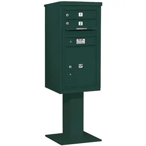 SALSBURY INDUSTRIES 3409S-02GRN Pedestal Mailbox 3 Doors Green 62-1/8 Inch | AG3KHL 33LM24