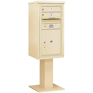 SALSBURY INDUSTRIES 3409S-02SAN Pedestal Mailbox 3 Doors Sand 62-1/8 Inch | AG3KHN 33LM26